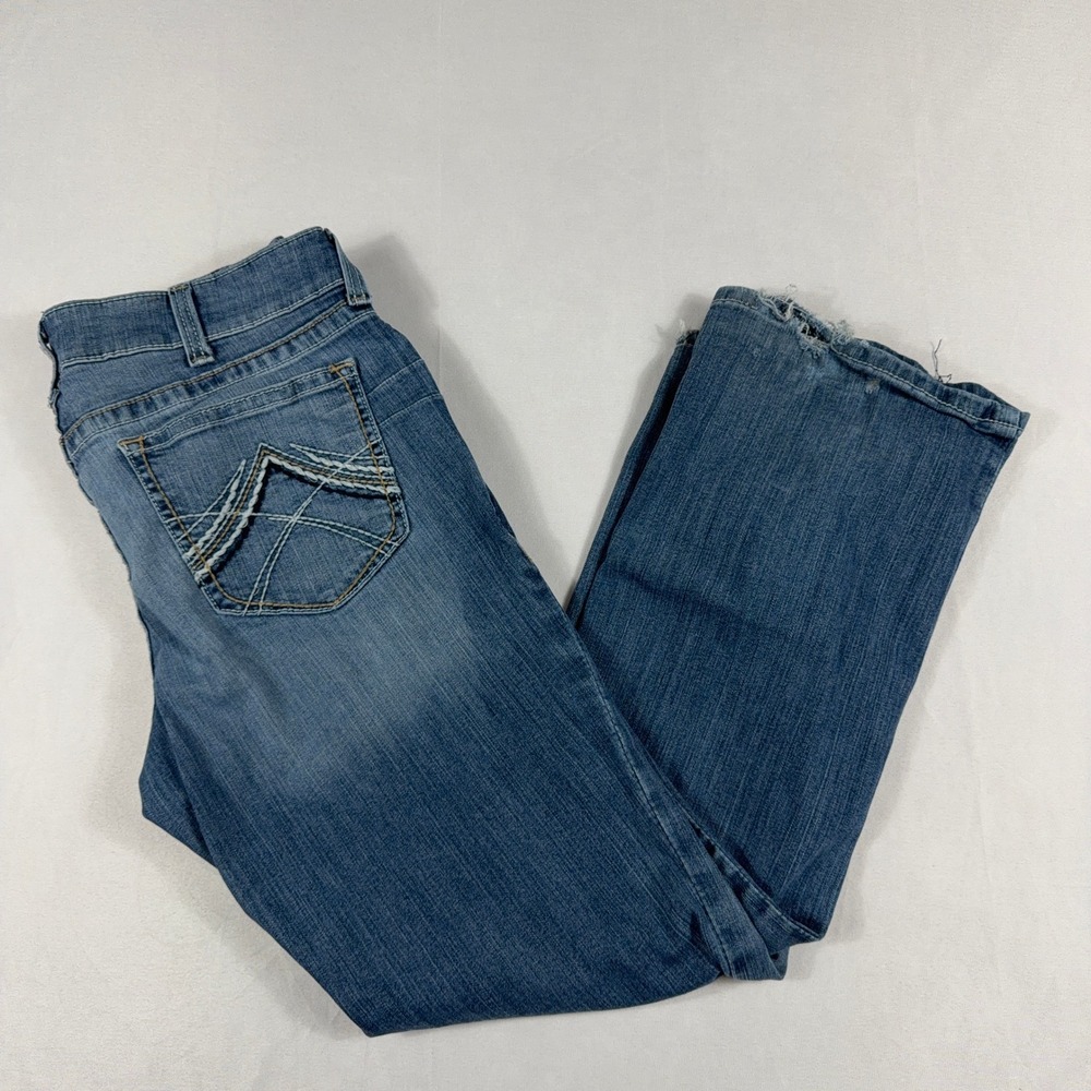Ariat REAL Denim Rainstorm Whipstitch Mid Rise Bootcut Jeans 34R Blue Western‎